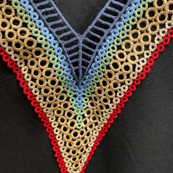 Bloomchic 1X Solid Crochet Lace Ruffle Tiered Sleeve V Neck T-shirt NWT - Picture 9 of 14